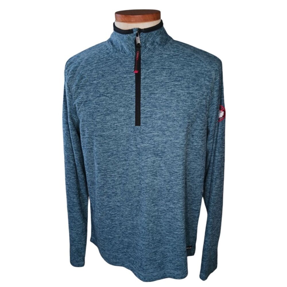 Canada Weather Gear Supreme Soft 1/4 Zip Pullover Large Heather Blue Lightweight